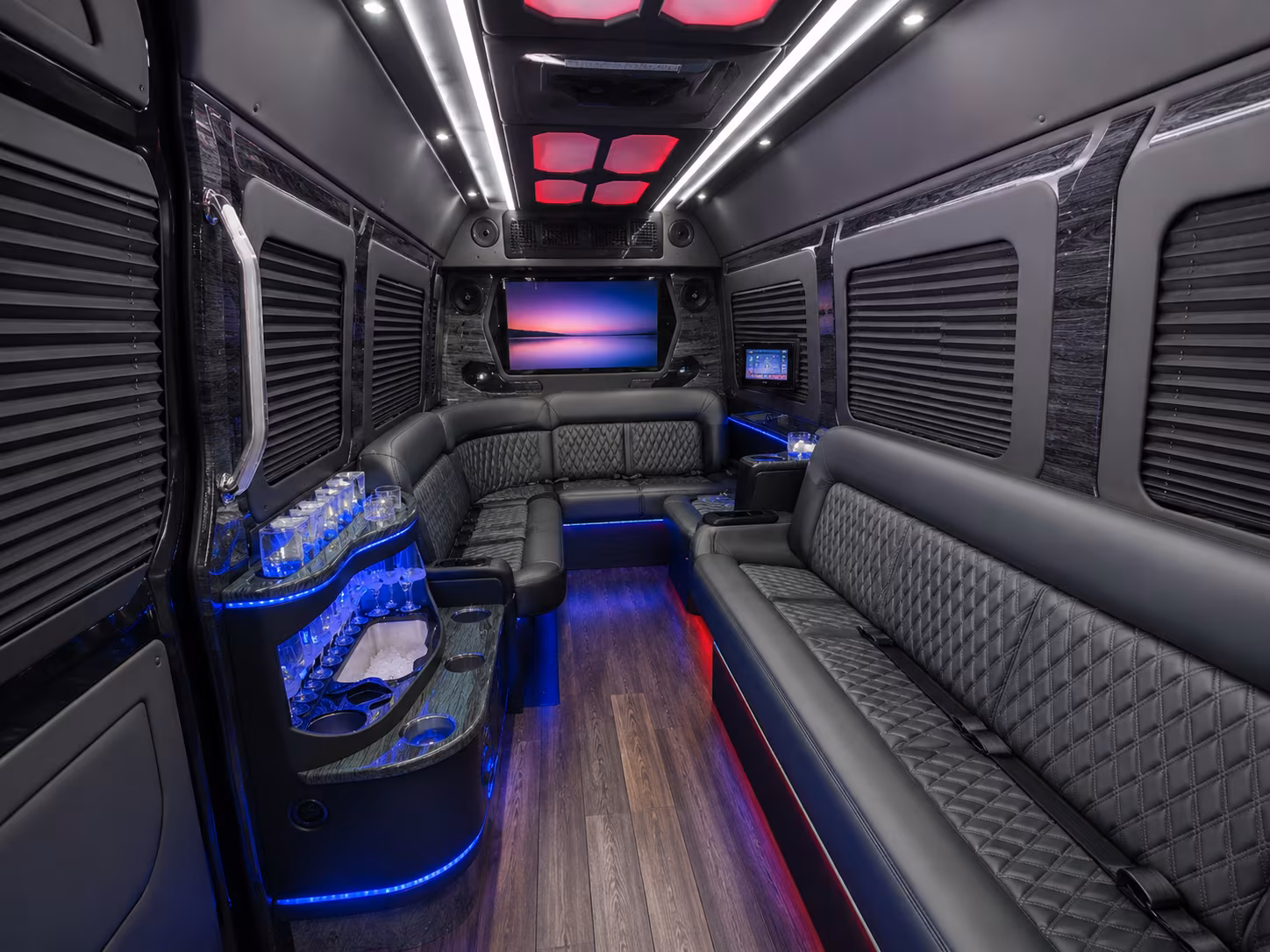 glendora 30 passenger party bus inside