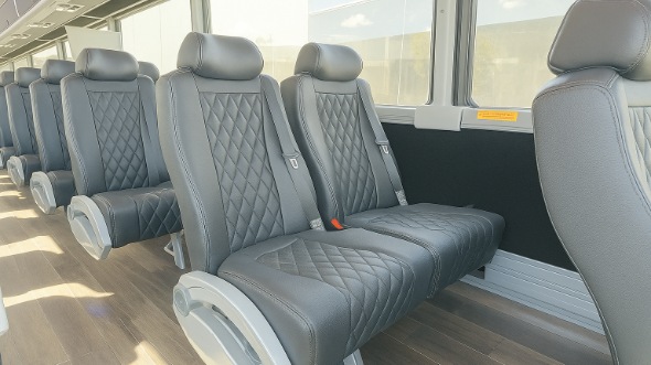 Interior of Charter Bus Company Glendora's 15 Passenger Minibus in Glendora