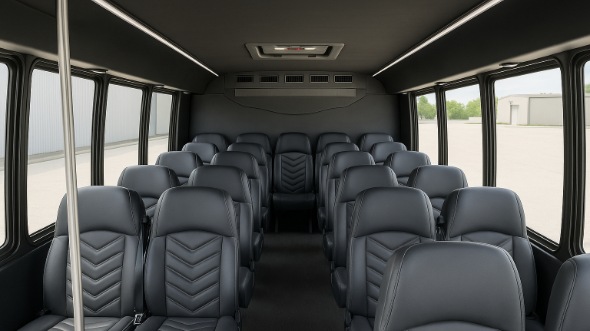 Interior of Charter Bus Company Glendora's 28 Passenger Mini bus in Glendora