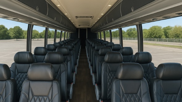 Interior of Charter Bus Company Glendora's 54 Passenger Charter Bus in Glendora